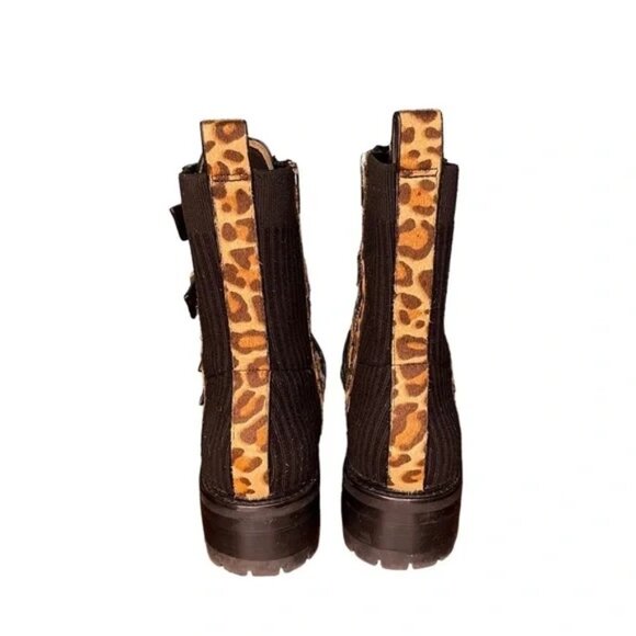 🐆 Dolce Vita Leopard Print Hair Combat Boots w/ Buckle Straps SZ 7 - Picture 5 of 9